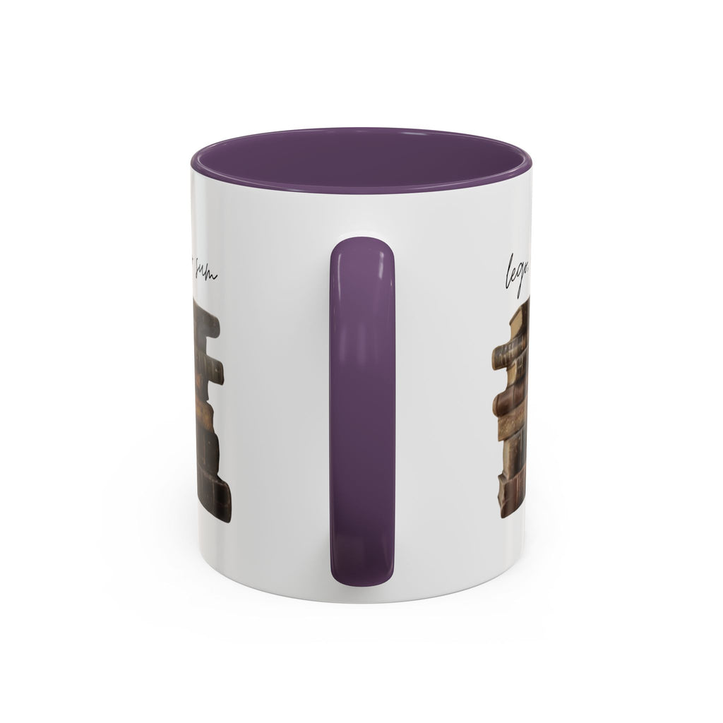 Accent Coffee Mug — 'Lego, Ergo Sum' Vintage Books Stack Ceramic Mug (11/15 oz)