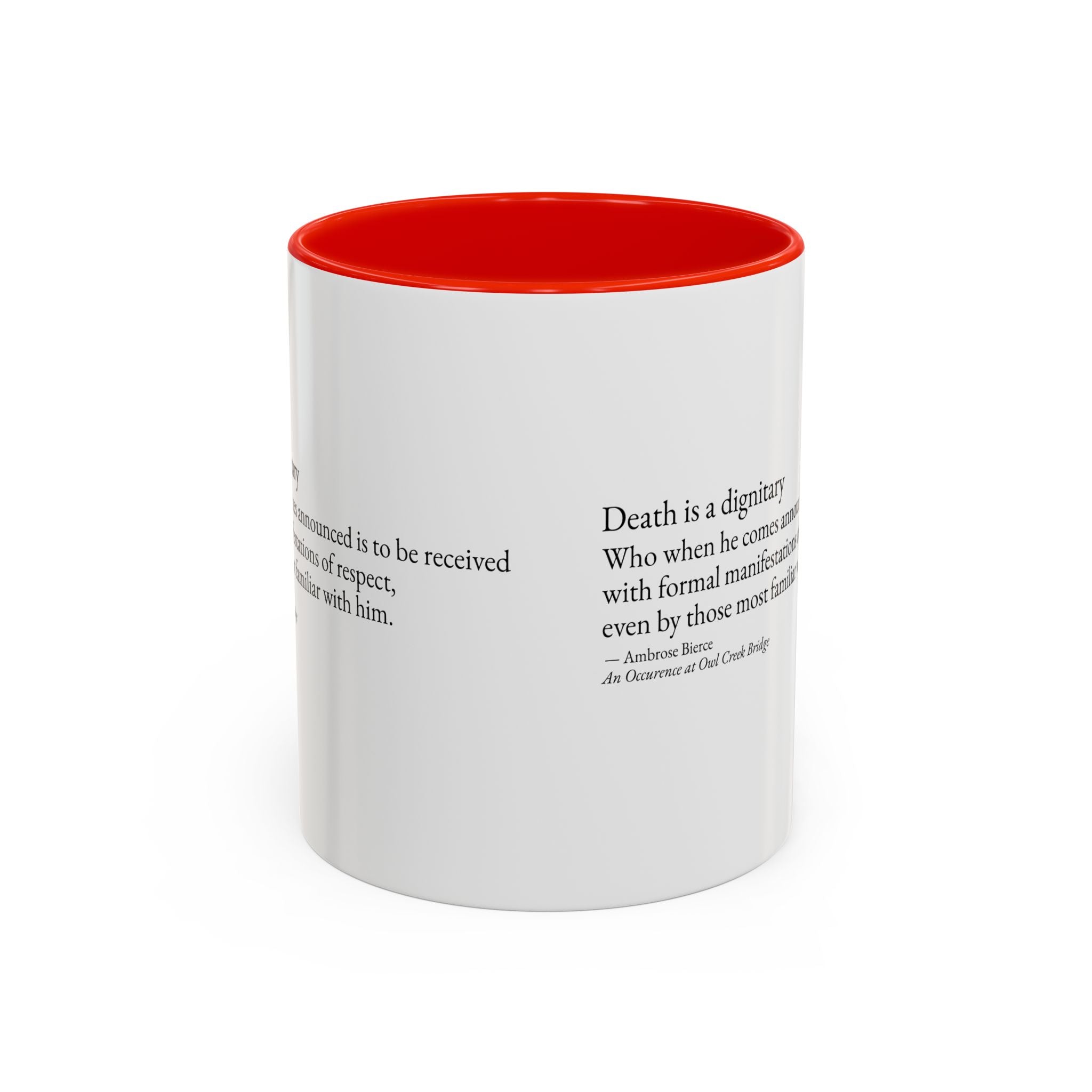 "Death is a Dignitary" Quote Two-Tone Mug (11oz/15oz)