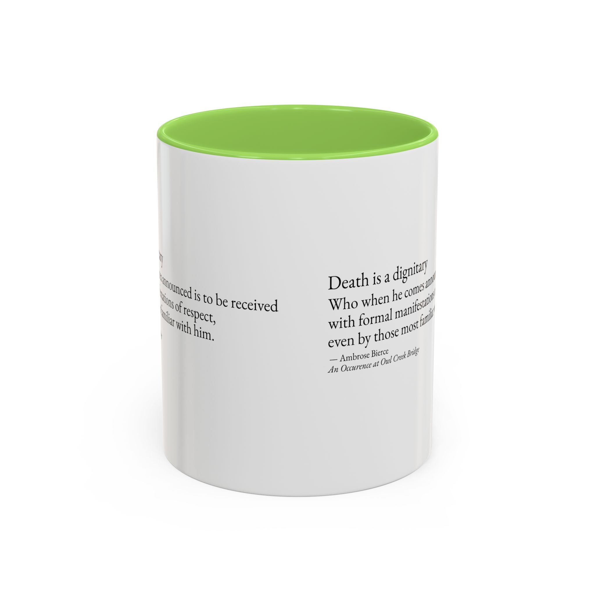 "Death is a Dignitary" Quote Two-Tone Mug (11oz/15oz)