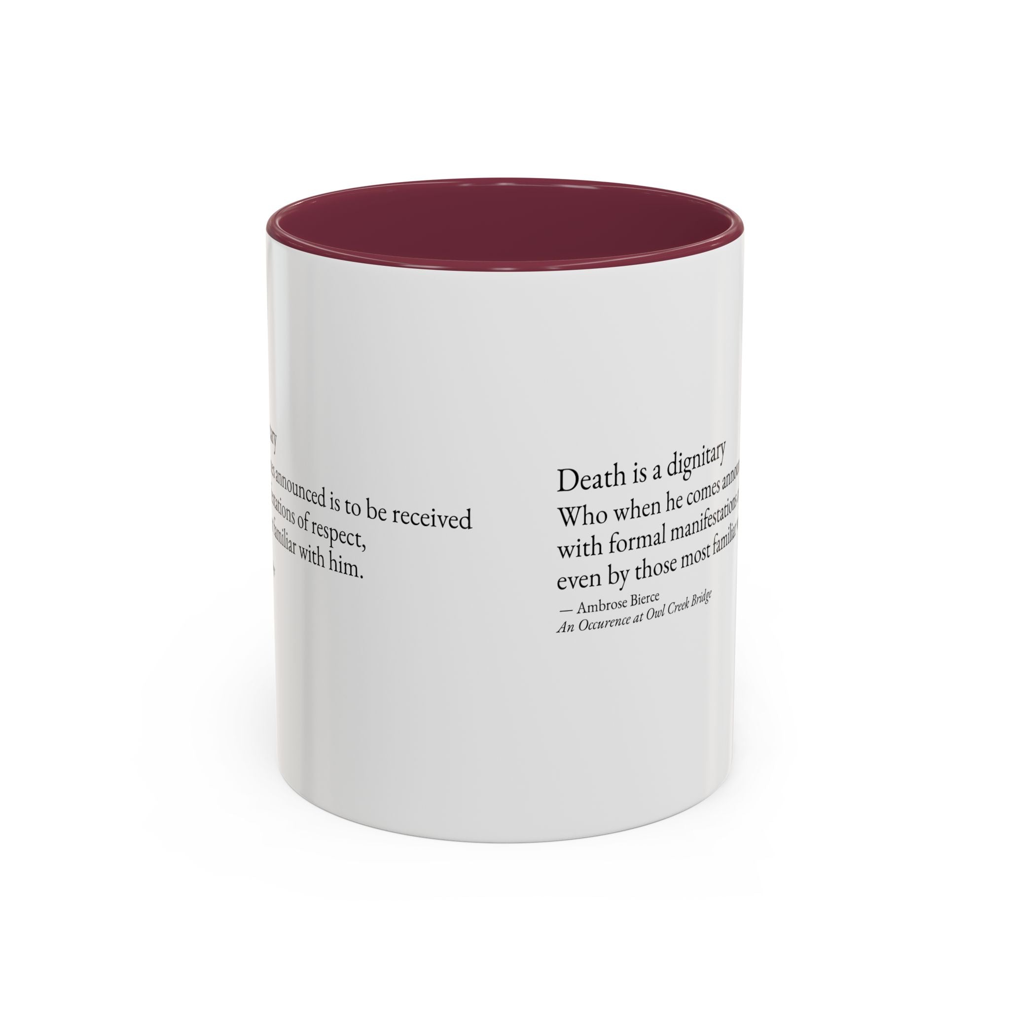 "Death is a Dignitary" Quote Two-Tone Mug (11oz/15oz)