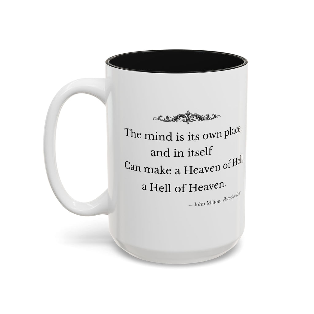 “The Mind Is Its Own Place” Literary Quote Accent Mug — Paradise Lost John Milton (Two-Tone, 11oz/15oz)