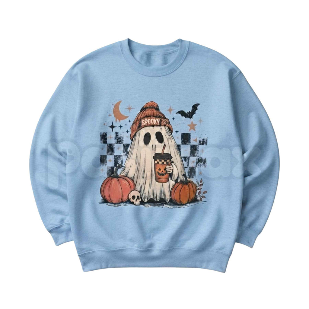 Ghost Checker Graphic Top | Retro Checkerboard Ghost Sweatshirt