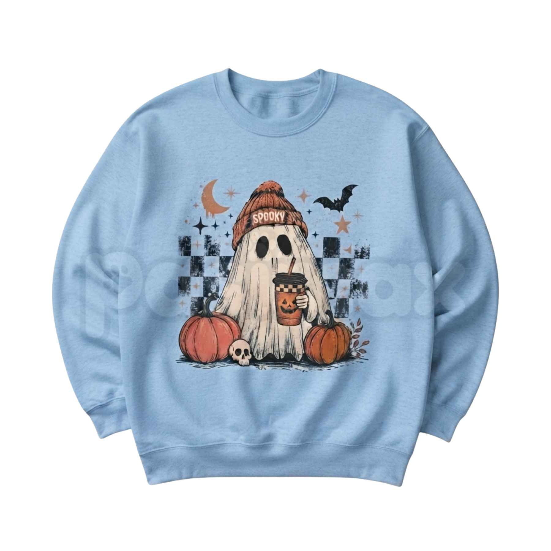 Ghost Checker Graphic Top | Retro Checkerboard Ghost Sweatshirt