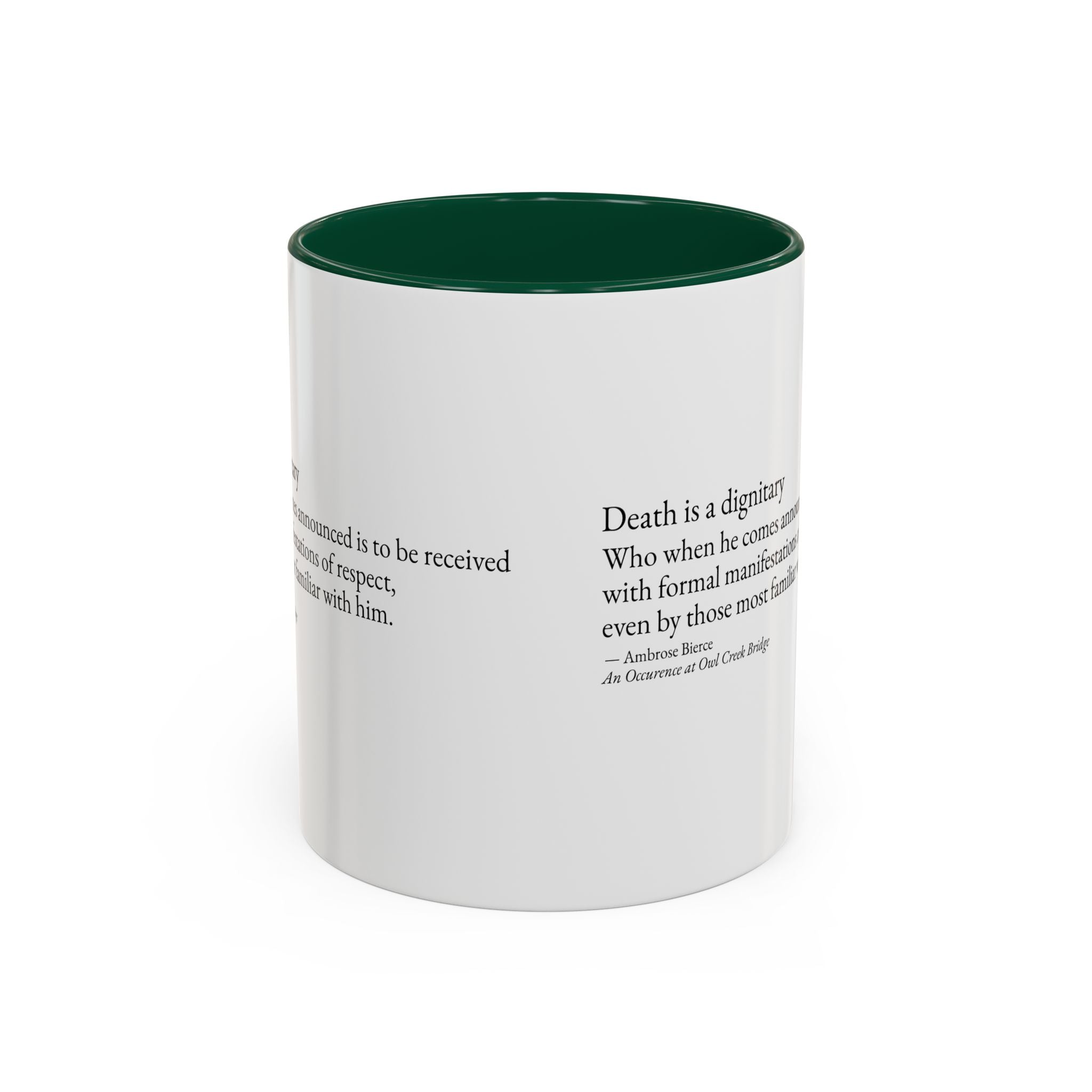 "Death is a Dignitary" Quote Two-Tone Mug (11oz/15oz)