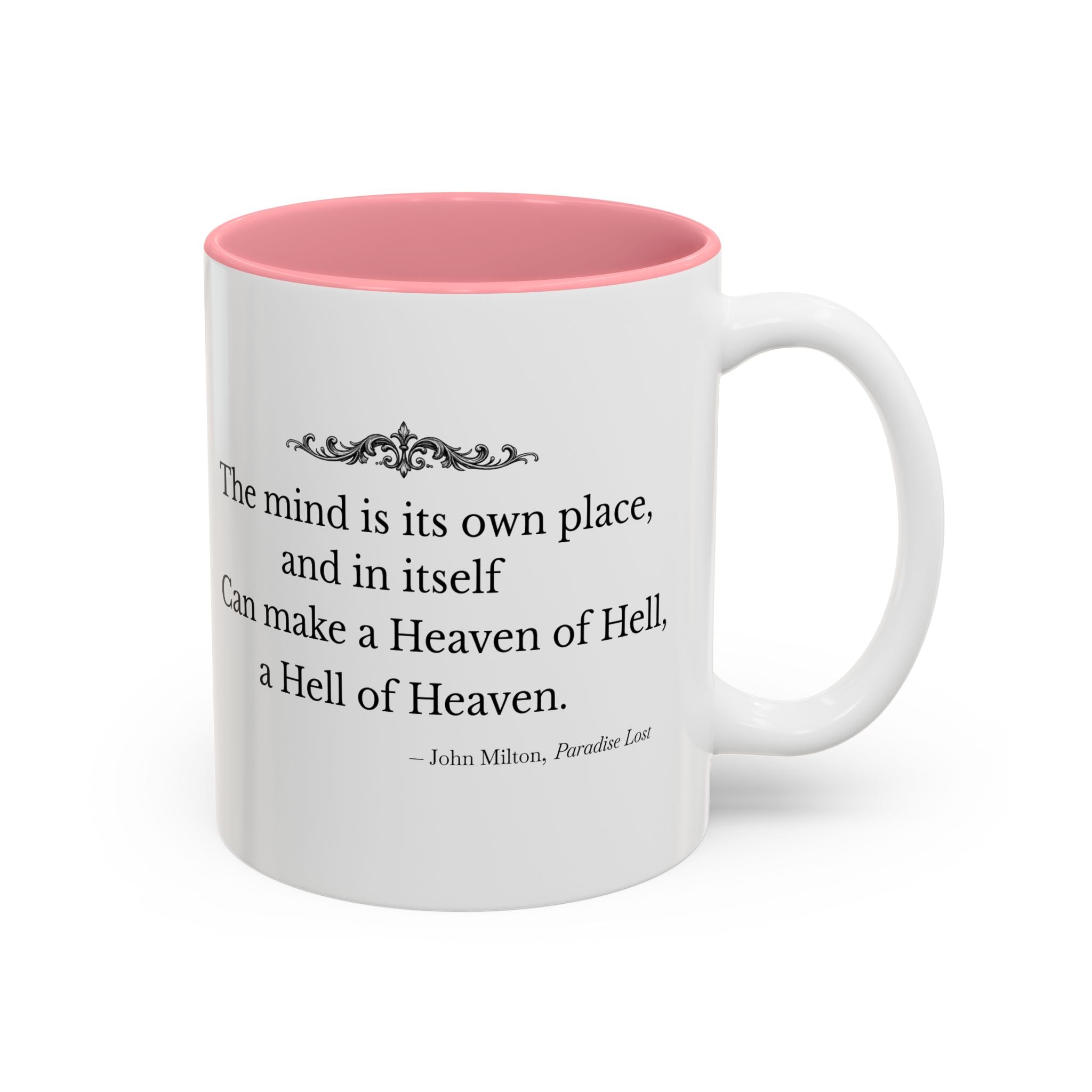 “The Mind Is Its Own Place” Literary Quote Accent Mug — Paradise Lost John Milton (Two-Tone, 11oz/15oz)