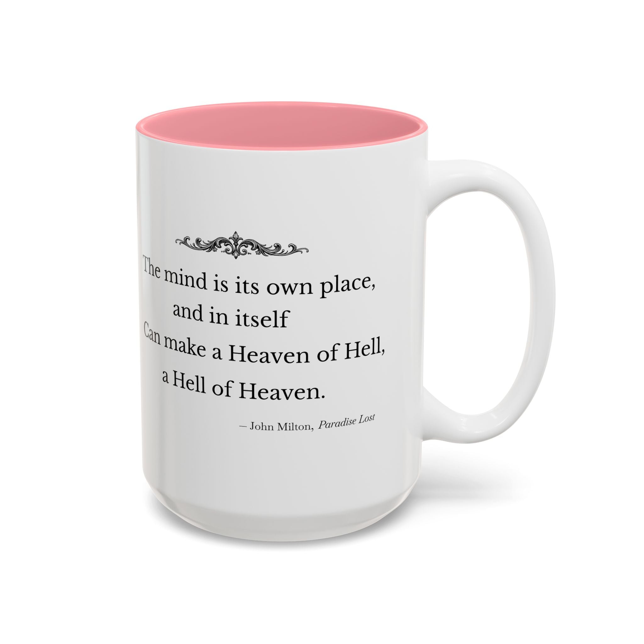 “The Mind Is Its Own Place” Literary Quote Accent Mug — Paradise Lost John Milton (Two-Tone, 11oz/15oz)