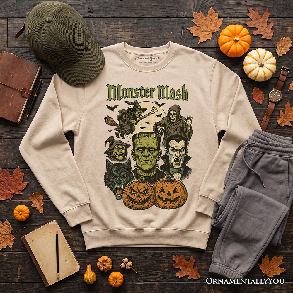 Monster Mash Classic Sweatshirt, Halloween Monsters Sweater for The Spooky Season