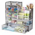 Iron Mesh Desk Organizer Multi-Layer Stationery Storage Box Office School Supplies