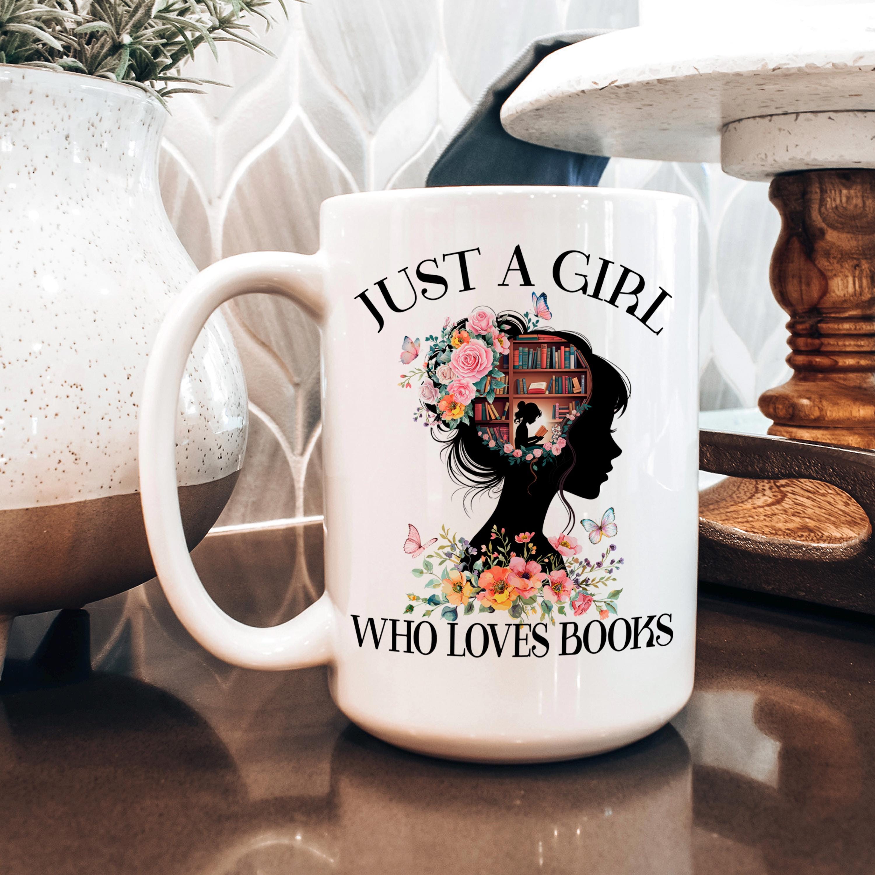 Book Lover Coffee Mug – Floral Book Mug | Ceramic, Microwave Safe Gift