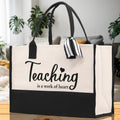 Teaching Is A Work Of Heart Tote Bag Teacher Bag Teacher Gift Teacher Retirement Gift Best Teacher Gifts Teacher Appreciation Gift